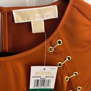 MICHAEL Michael Kors rust orange top with gold grommet details